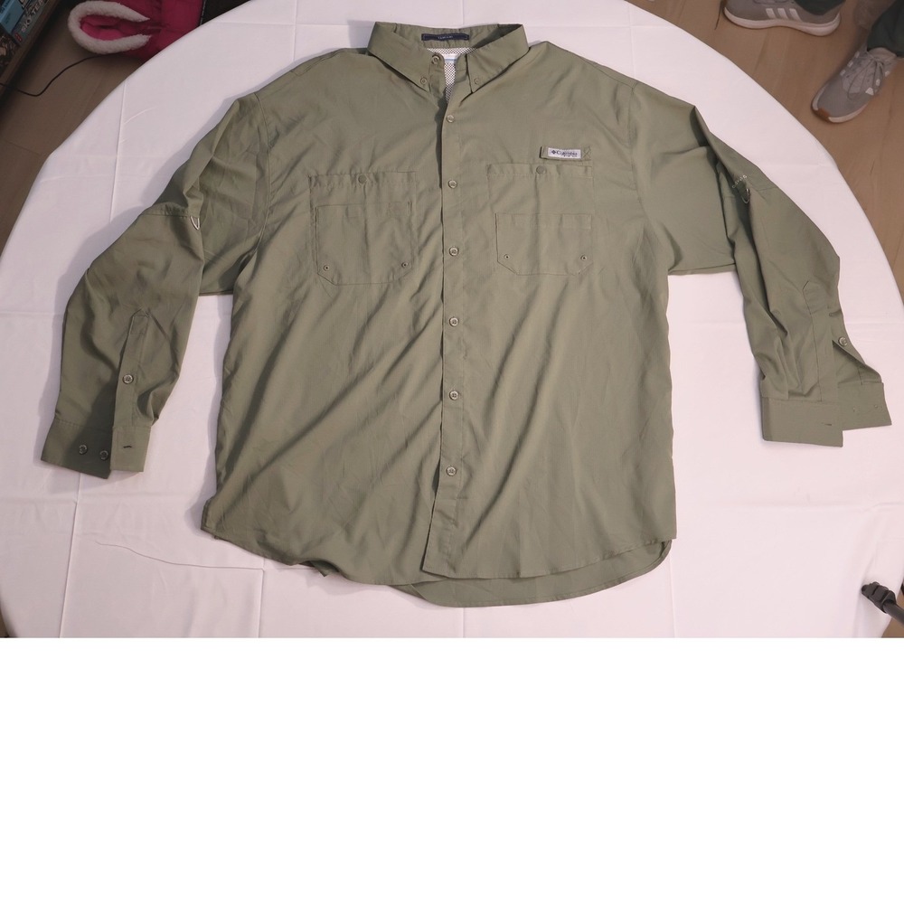 Columbia PFG Tamiami II Long Sleeve Fishing Shirt Sage XXL UPF 40